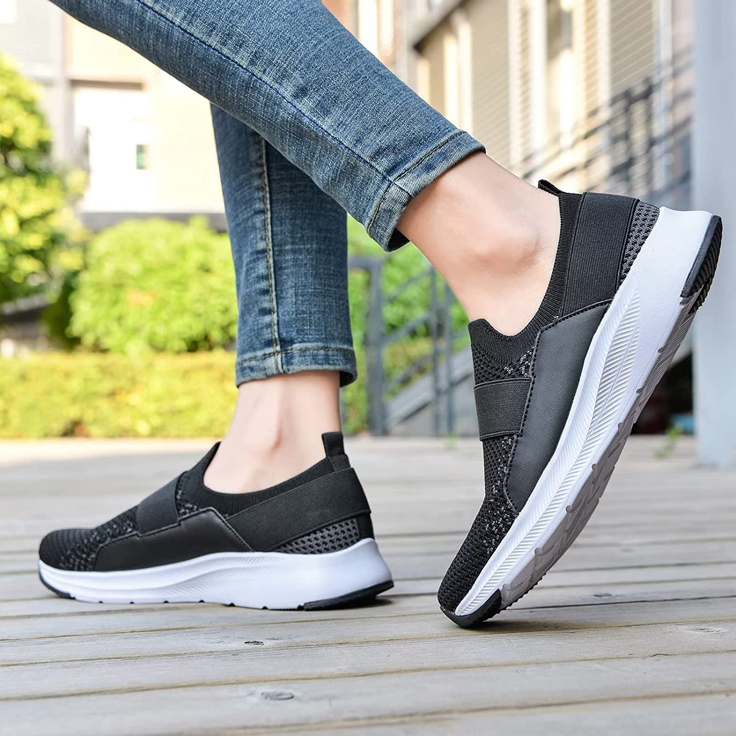 Women Casual Slip-on Walking Tenni Shoes -Comfortable Gym Running Yoga Sneaker