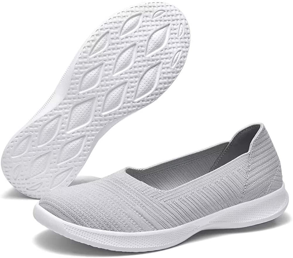 Womens Slip On Walking Shoes Breathable Mesh Casual Flats Shoes Low-Top Lightweight Loafers
