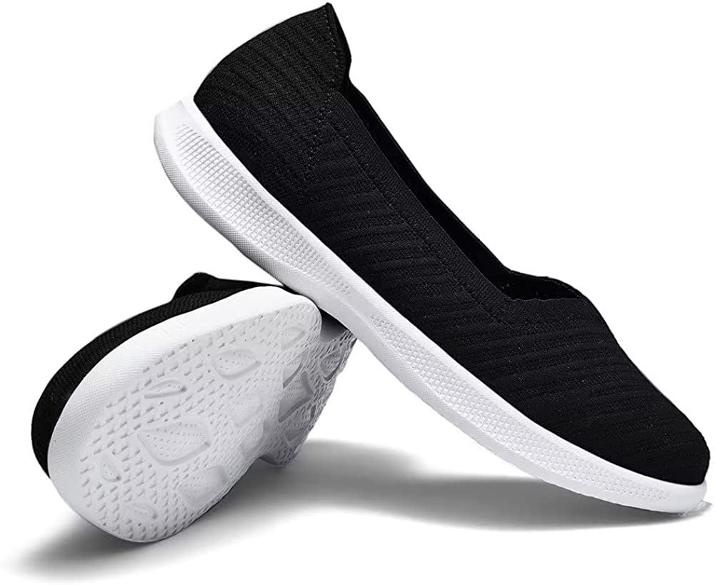 Womens Slip On Walking Shoes Breathable Mesh Casual Flats Shoes Low-Top Lightweight Loafers