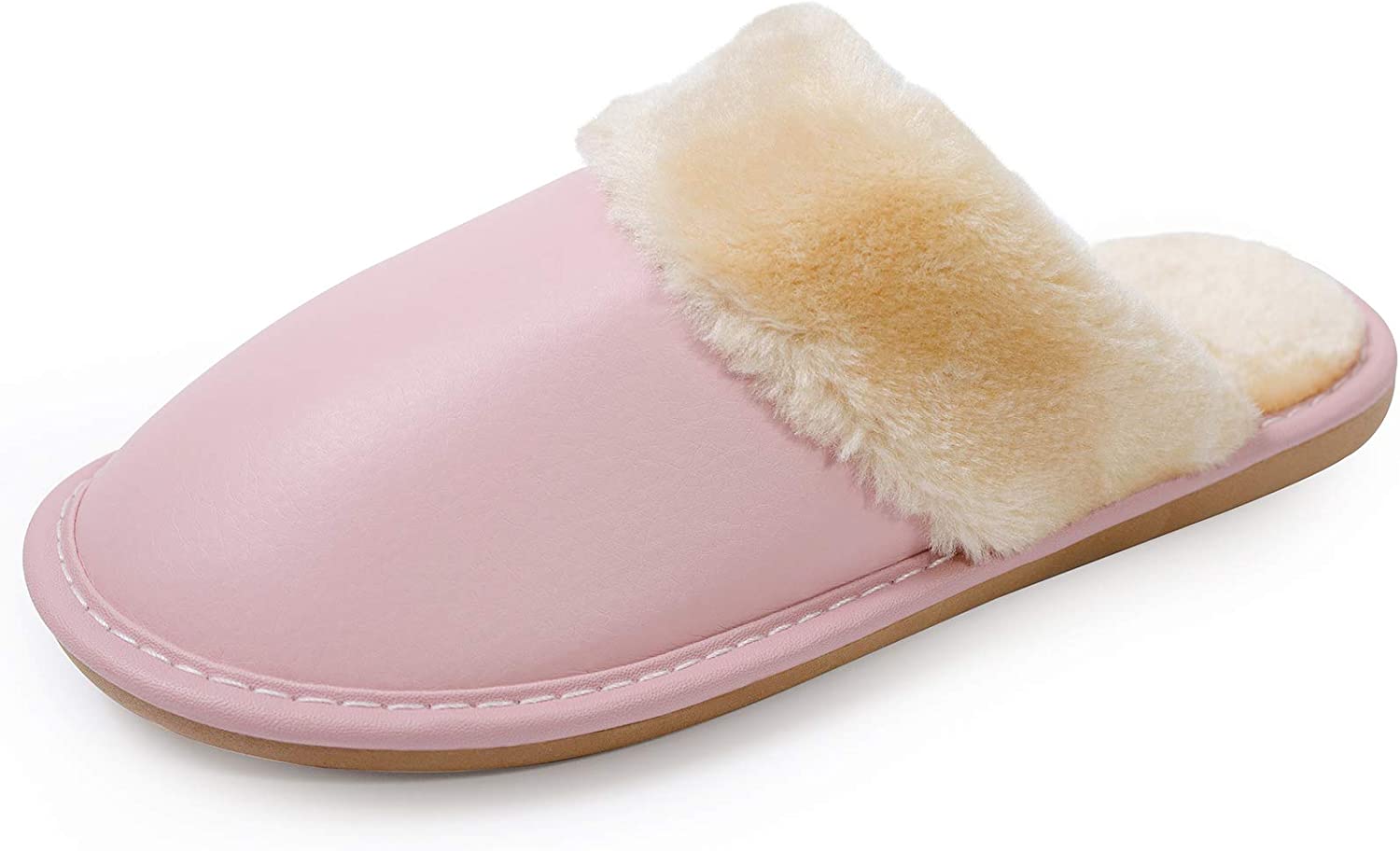Women’s House Slippers Comfy Fuzzy Slip on Shoes Winter Warm Indoor Anti-Skid Bedroom Flats