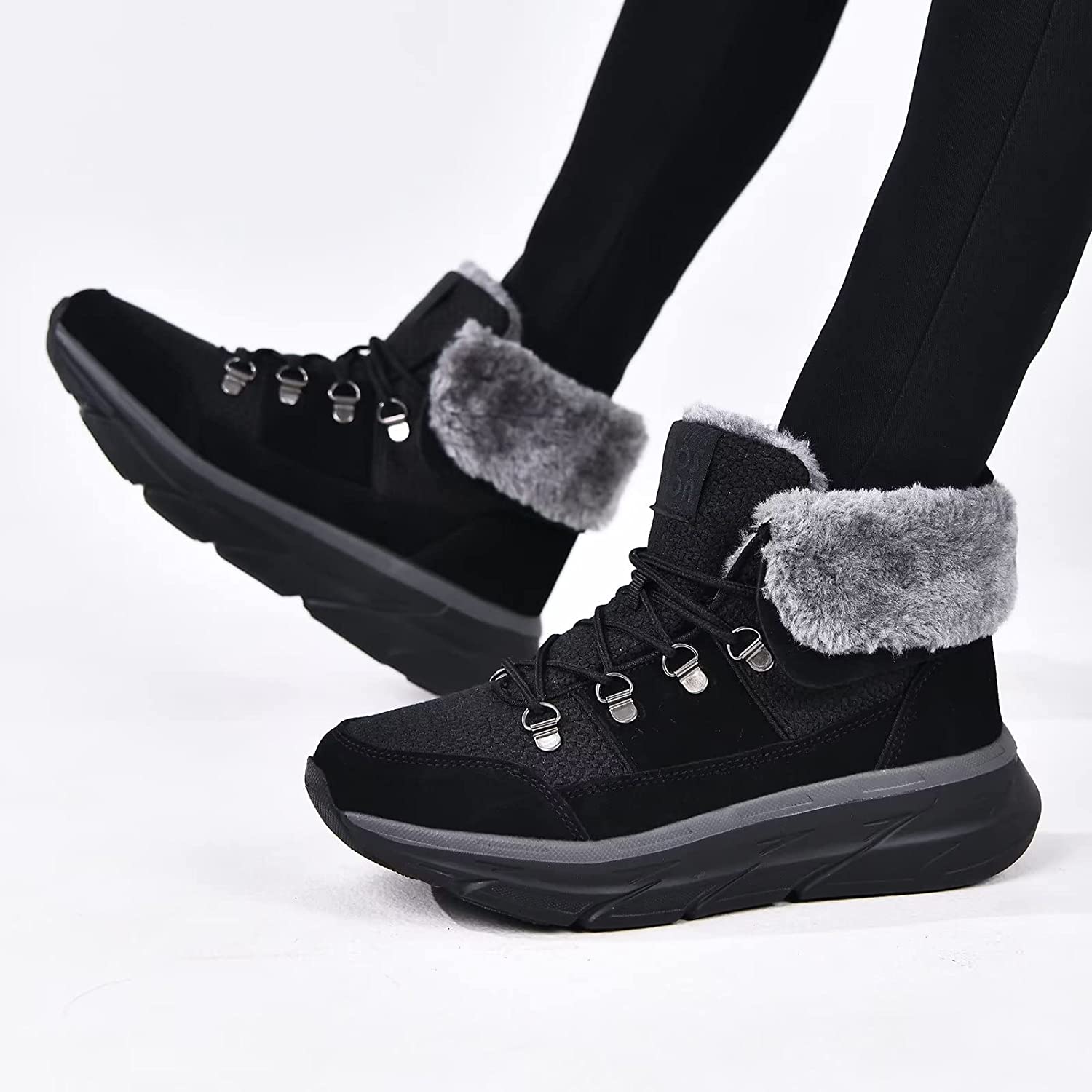 Womens Winter Snow Boots Warm Fur Lining Ankle Booties Comfortable Slip on Resistant Walking Outdoor Shoes