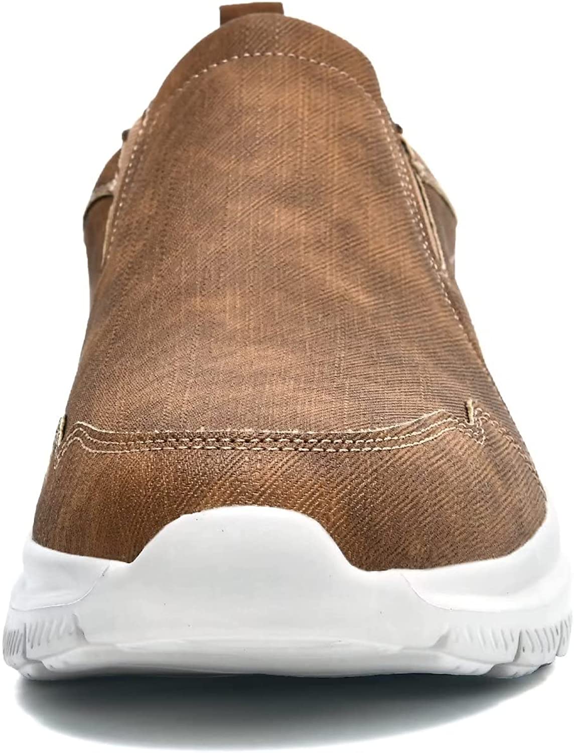 Mens Slip-on Walking Shoes Casual Loafer Comfortable Soft Daily Work Driving Flats Shoes Reddish Brown