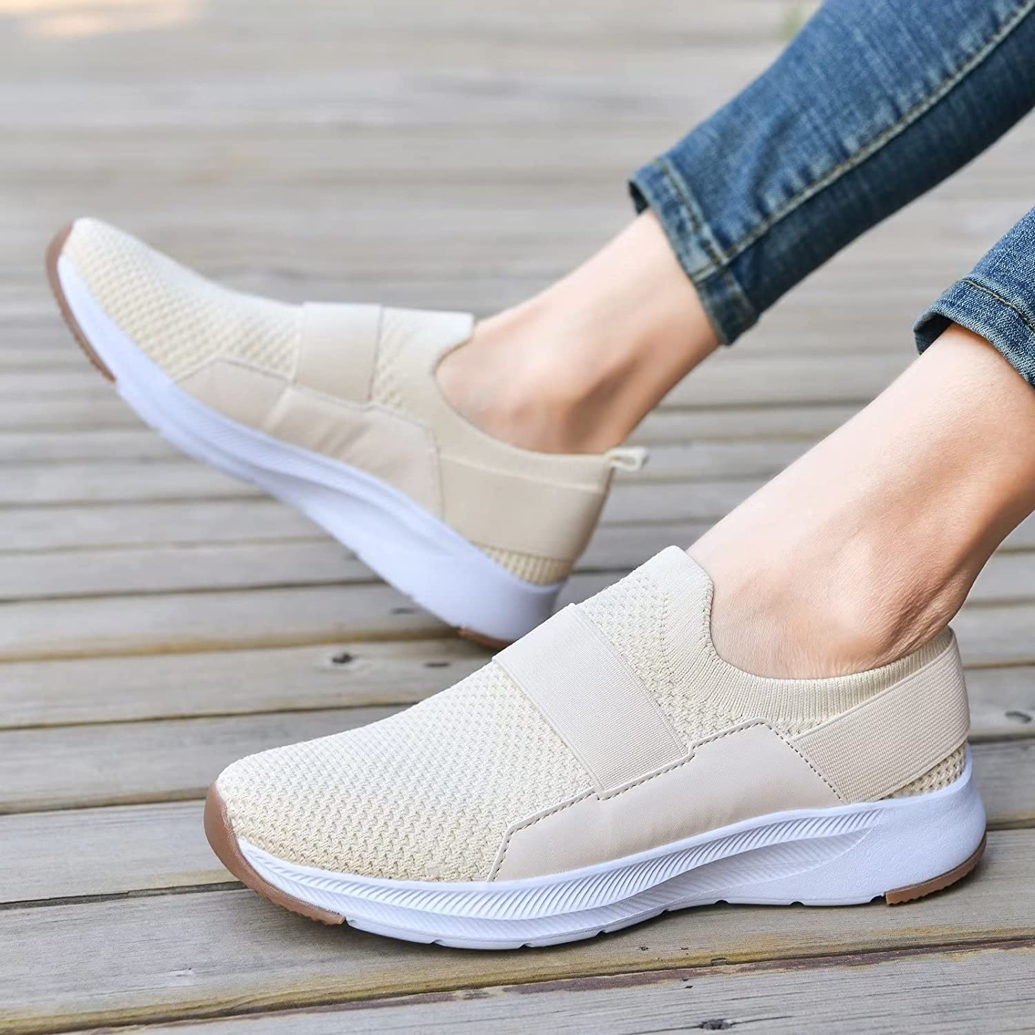 Women Casual Slip-on Walking Tenni Shoes -Comfortable Gym Running Yoga Sneaker