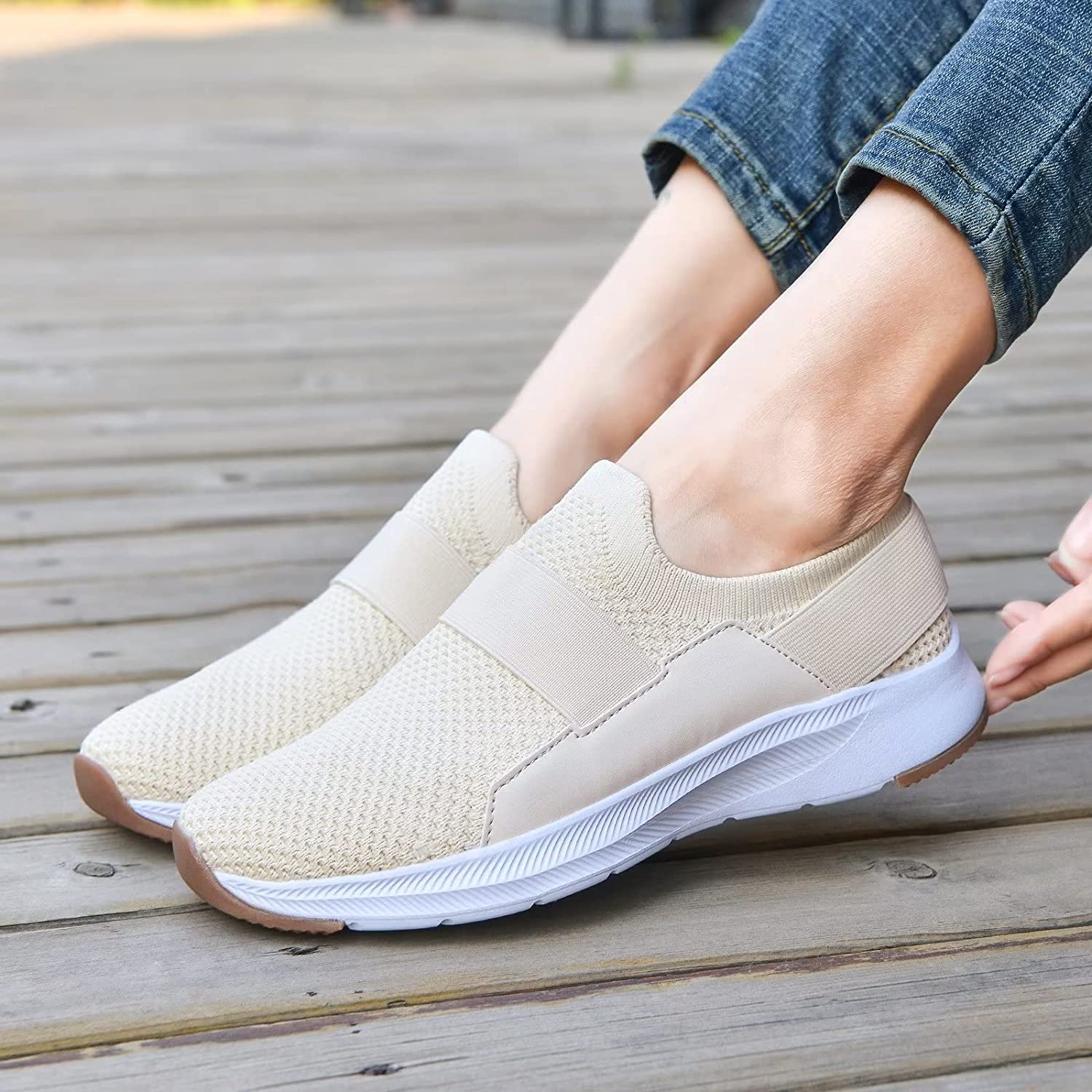 Women Casual Slip-on Walking Tenni Shoes -Comfortable Gym Running Yoga Sneaker