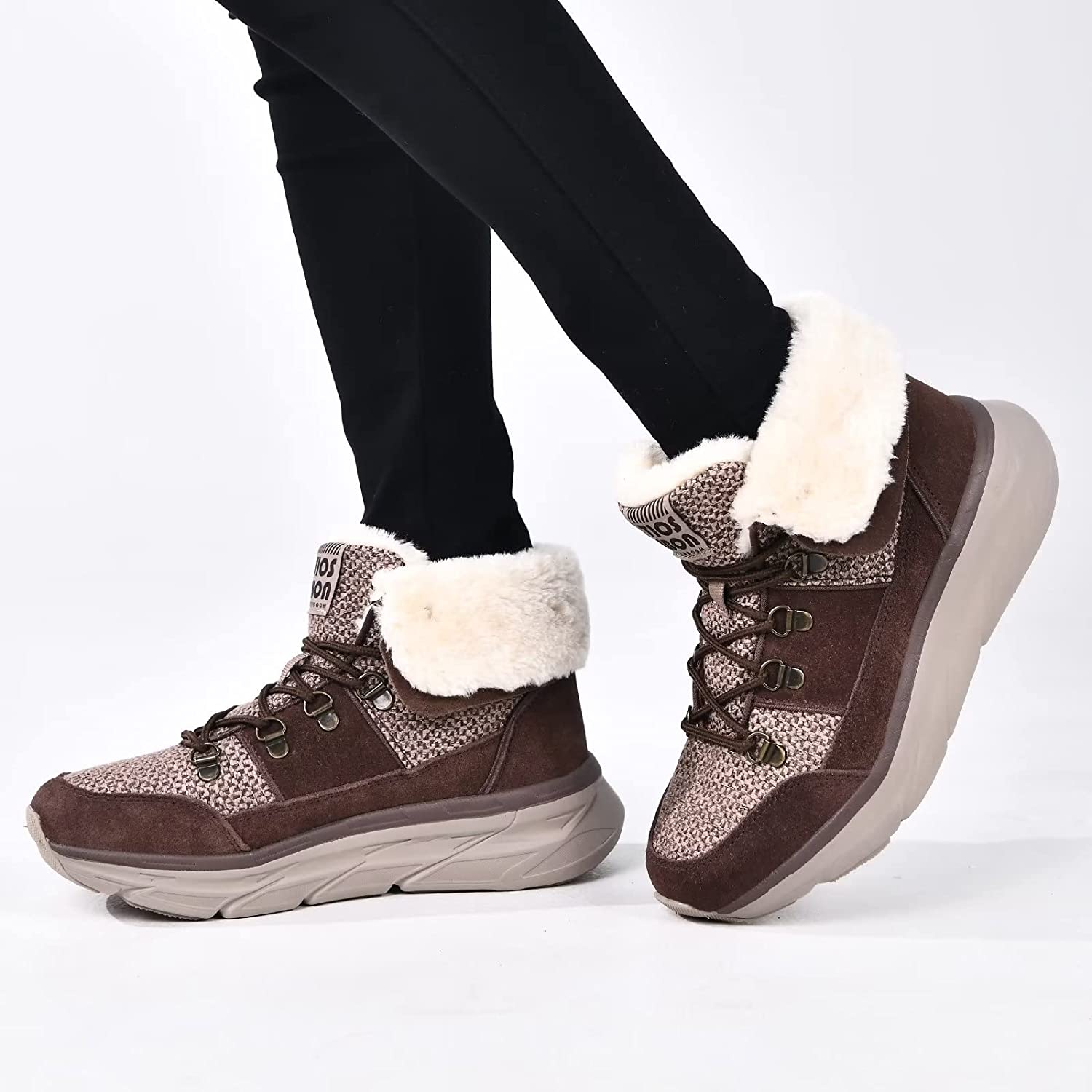 Womens Winter Snow Boots Warm Fur Lining Ankle Booties Comfortable Slip on Resistant Walking Outdoor Shoes