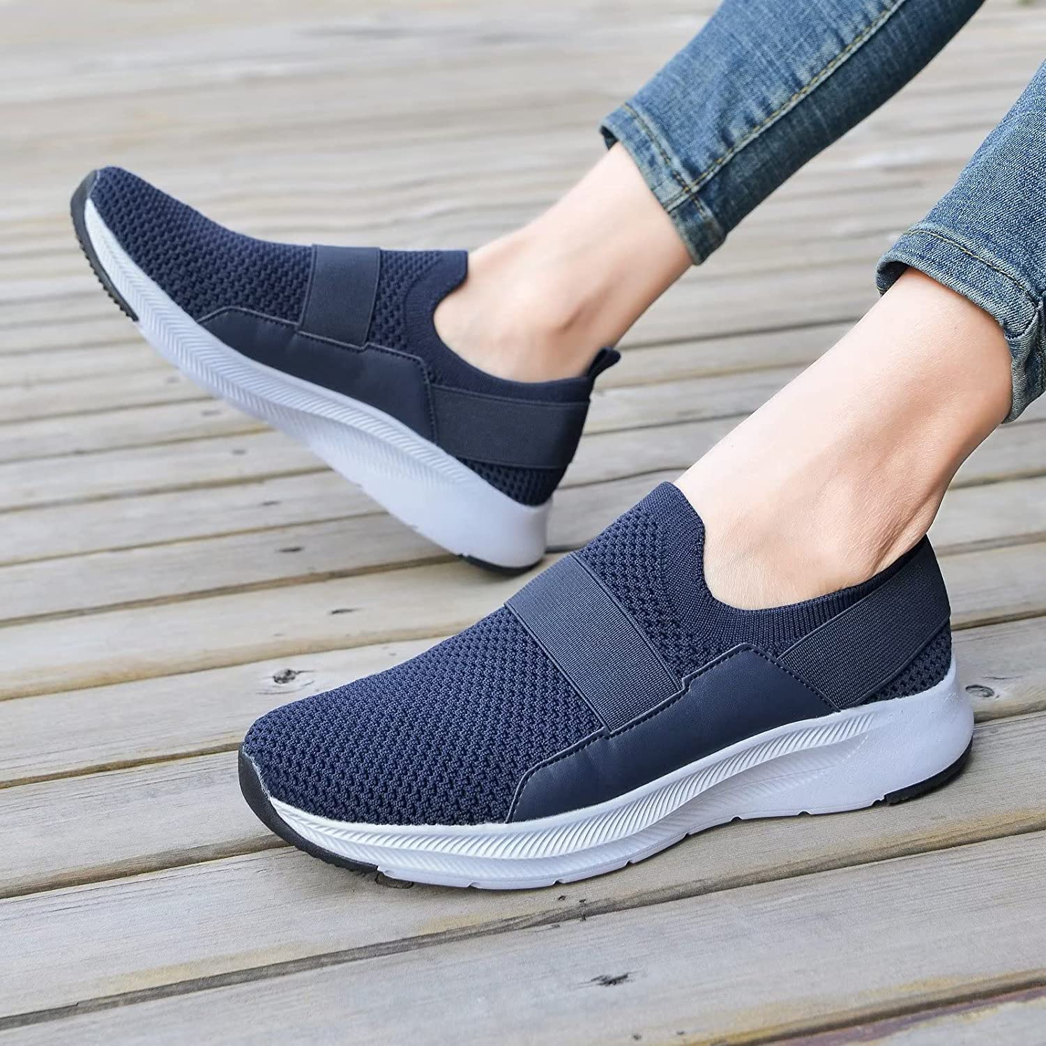 Women Casual Slip-on Walking Tenni Shoes -Comfortable Gym Running Yoga Sneaker